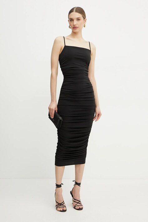 MICHAEL Michael Kors rochie culoarea negru, midi, mulată, MS582MIH6J