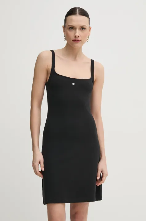 Calvin Klein Jeans rochie culoarea negru, mini, evazati, J20J225272