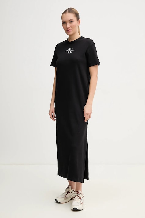 Calvin Klein Jeans rochie culoarea negru, maxi, dreaptă, J20J225543