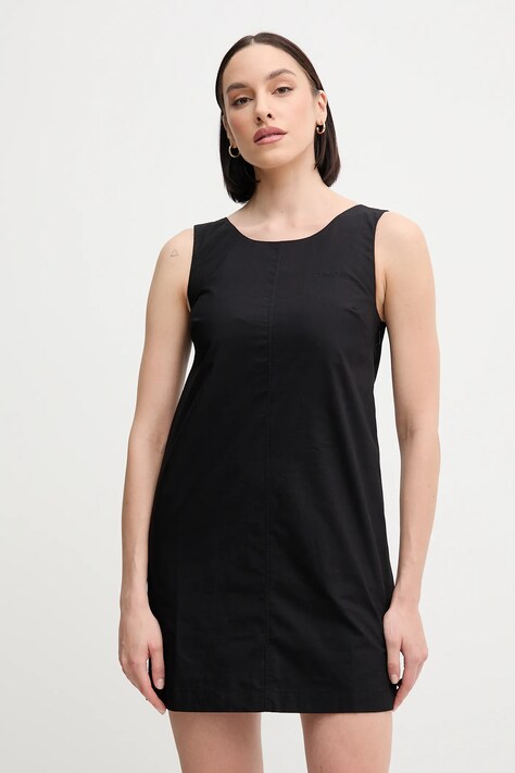 Calvin Klein Jeans rochie din bumbac culoarea negru, mini, dreaptă, LV047AB000