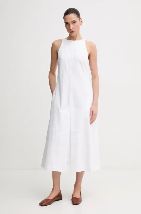 Bavlněné šaty Calvin Klein Jeans bílá barva, midi, LV047B025G