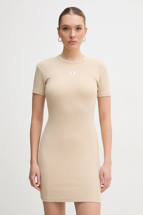Φόρεμα Calvin Klein Jeans χρώμα: μπεζ, J20J225265