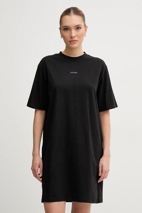 Calvin Klein Jeans sukienka bawełniana kolor czarny mini oversize J20J225289