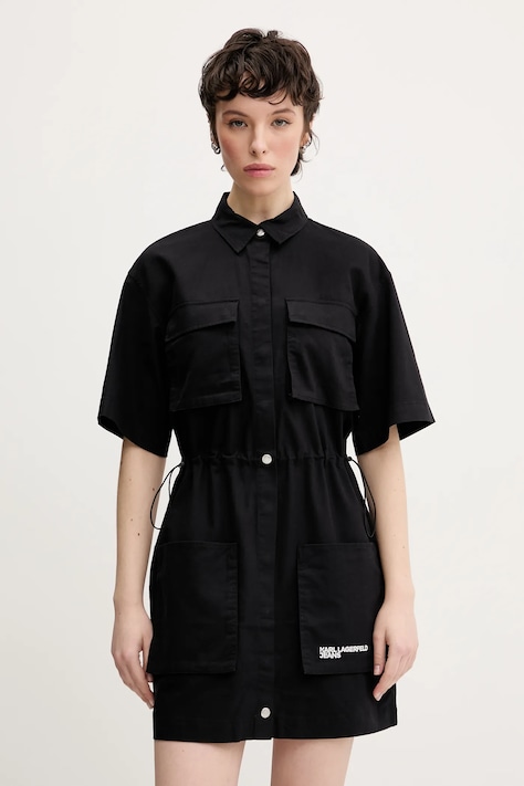 Karl Lagerfeld Jeans rochie culoarea negru, mini, dreaptă, A2W13017
