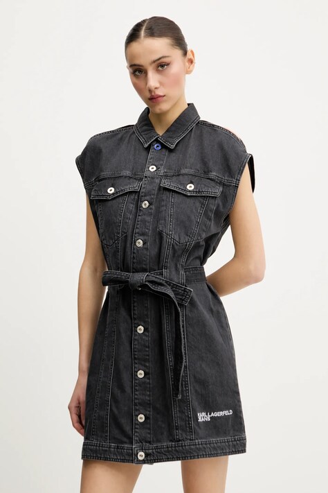 Džínové šaty Karl Lagerfeld Jeans černá barva, mini, A2W13023
