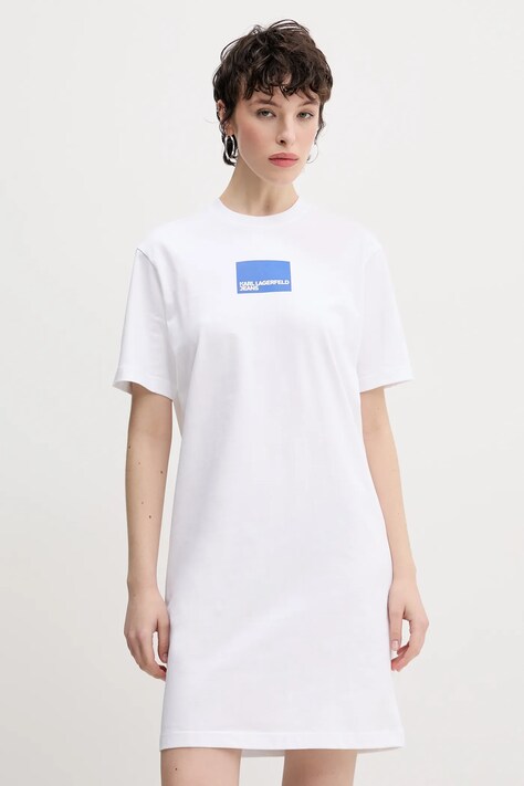 Bavlněné šaty Karl Lagerfeld Jeans bílá barva, mini, A2W13028