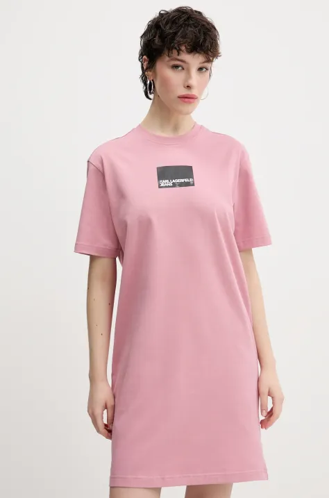 Karl Lagerfeld Jeans sukienka bawełniana kolor różowy mini prosta A2W13028