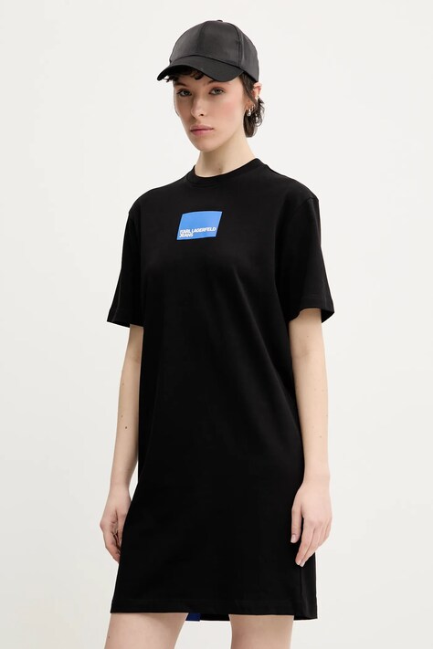 Хлопковое платье Karl Lagerfeld Jeans цвет чёрный mini прямое A2W13028