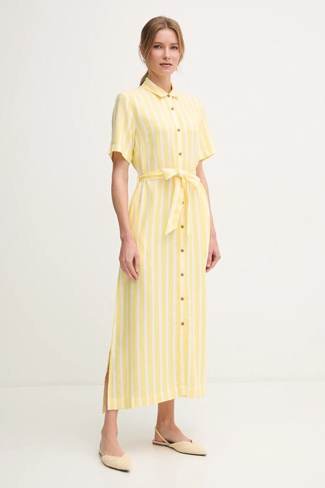 Barbour rochie Adelaide culoarea galben, maxi, dreaptă, LDR0909YE32