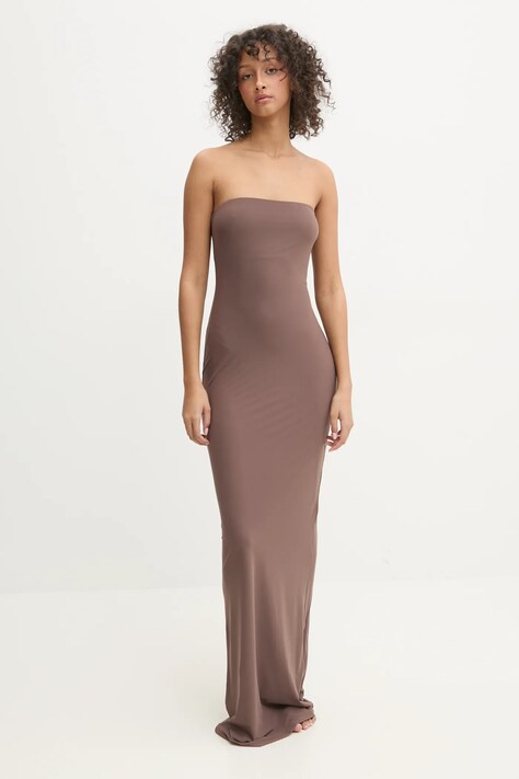 Guess rochie EVELINE culoarea maro, maxi, mulată, O5GK00 KCDE0