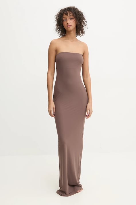 Guess rochie EVELINE culoarea maro, maxi, mulată, O5GK00 KCDE0
