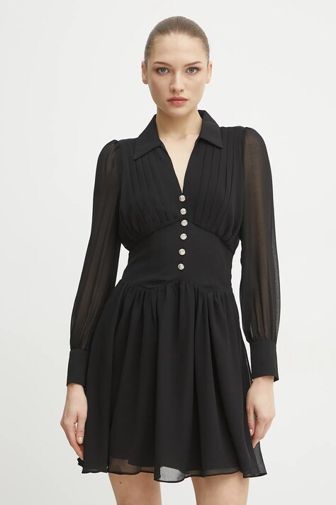 Morgan rochie ROPLIS culoarea negru, mini, evazată, ROPLIS