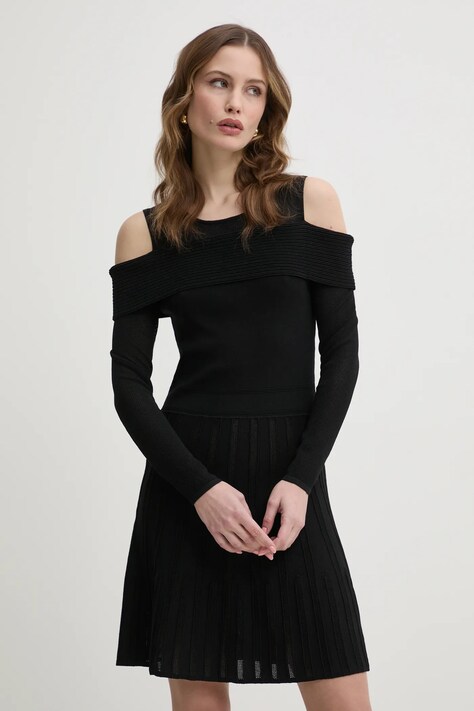 Morgan rochie RMJUIN culoarea negru, mini, evazată, RMJUIN