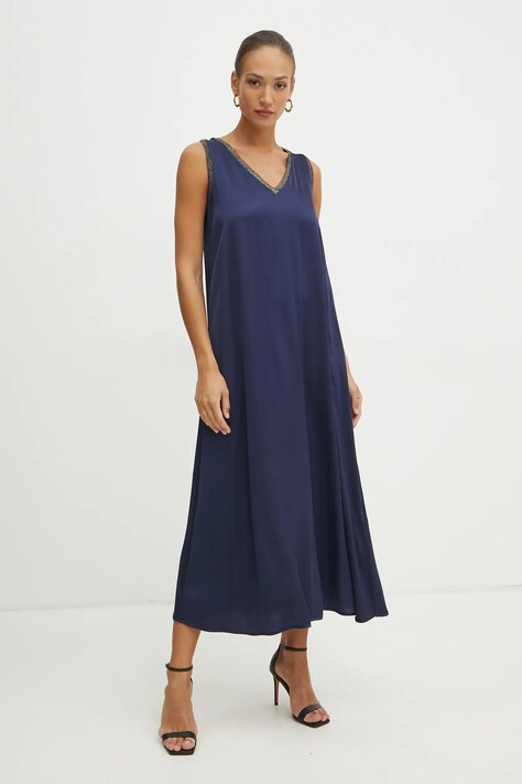 Fracomina rochie culoarea bleumarin, maxi, dreaptă, FJ25SD3002W45101