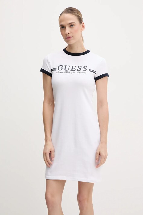 Guess rochie culoarea alb, mini, mulată, V5GK02 KCQX1