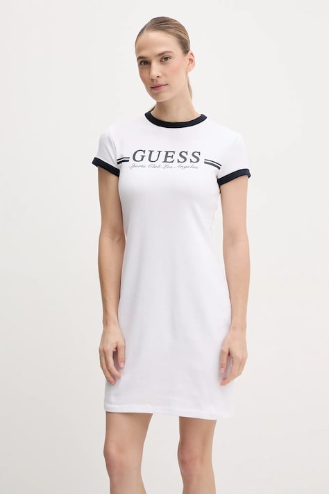 Šaty Guess biela farba, mini, priliehavé, V5GK02 KCQX1