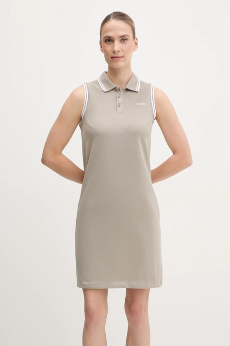 Guess rochie AMARYLLIS culoarea bej, mini, evazată, V5GK04 KCOK1