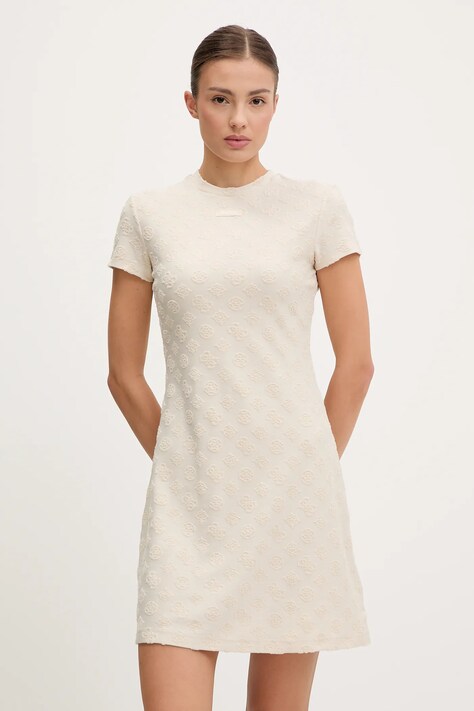 Šaty Guess PEONY béžová barva, mini, V5GK07 KCT02