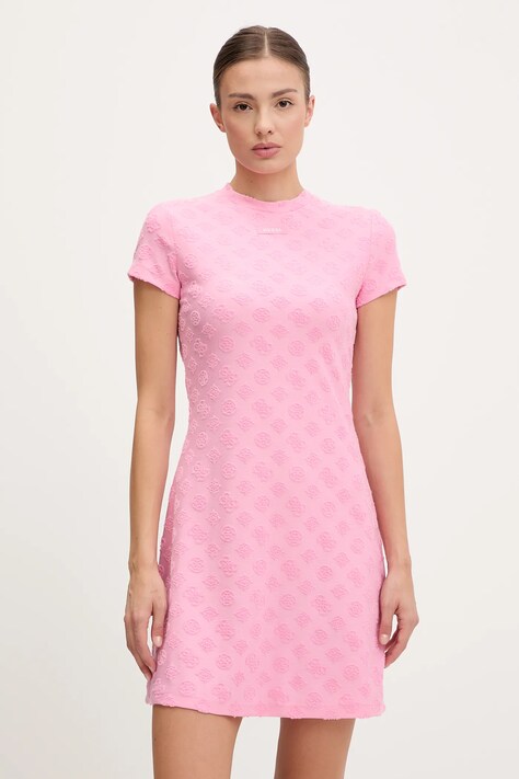 Guess sukienka PEONY kolor różowy mini prosta V5GK07 KCT02