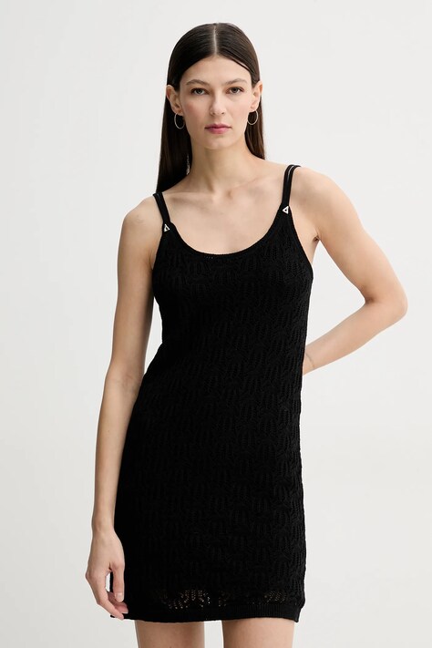 AERON rochie din bumbac BARRY culoarea negru, mini, mulată, DR573573