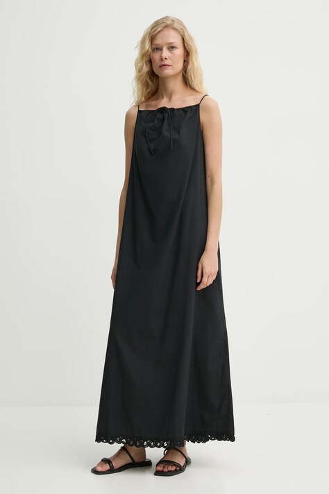 Bavlněné šaty By Malene Birger ELIZABETH černá barva, maxi, 103266