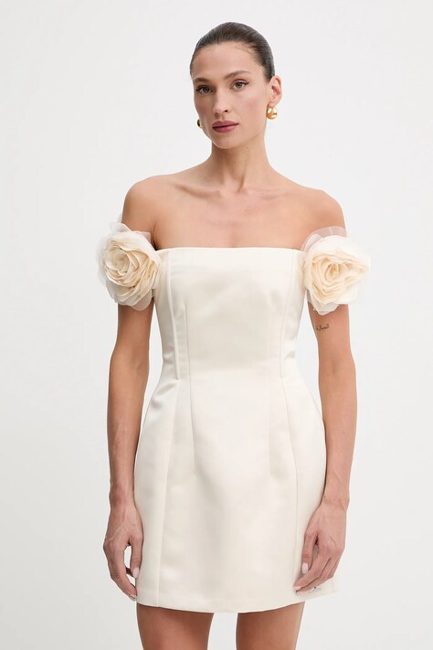 Elisabetta Franchi rochie culoarea bej, mini, dreaptă, ABT5152E2