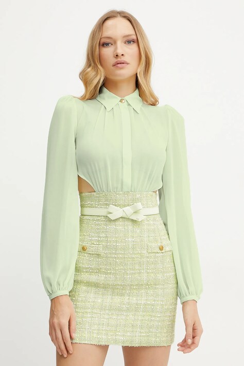 Рокля Elisabetta Franchi в тюркоазено къса с кройка по тялото AB69752E2