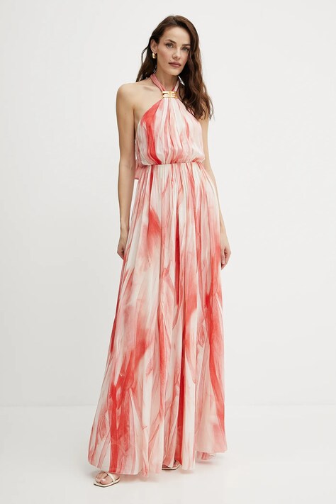 Elisabetta Franchi rochie culoarea roz, maxi, evazată, ABR4752E2