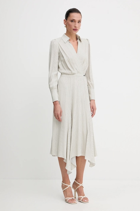 Платье Elisabetta Franchi цвет бежевый midi расклешённое AB86552E2