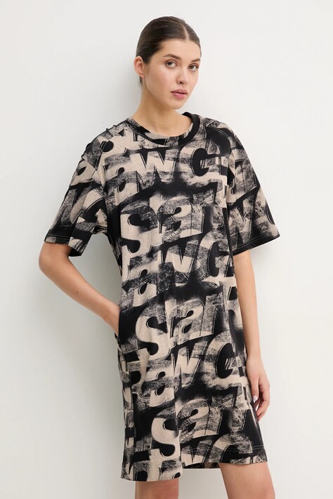 G-Star rochie din bumbac culoarea bej, mini, oversize, D26082-D611
