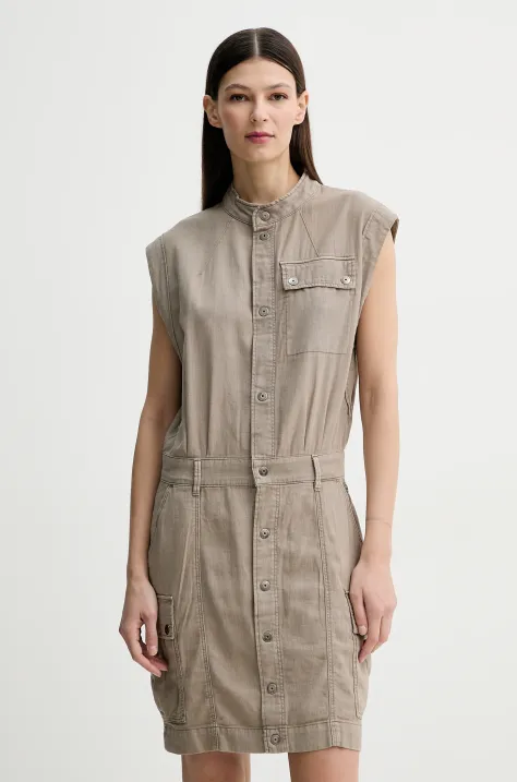 G-Star Raw sukienka kolor beżowy mini rozkloszowana D26026-D454