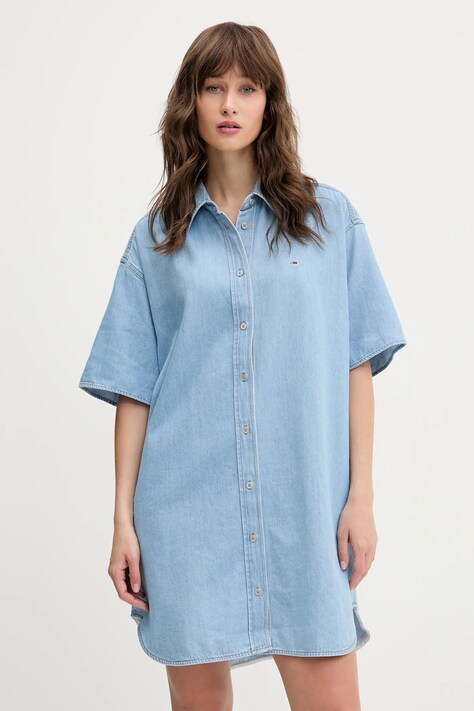 Džínové šaty Tommy Jeans modrá barva, mini, oversize, DW0DW20112