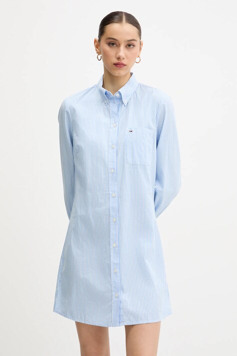 Tommy Jeans rochie din bumbac mini, dreaptă, DW0DW20334