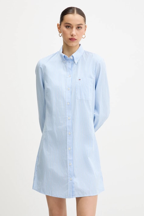 Bavlnené šaty Tommy Jeans mini, rovný strih, DW0DW20334
