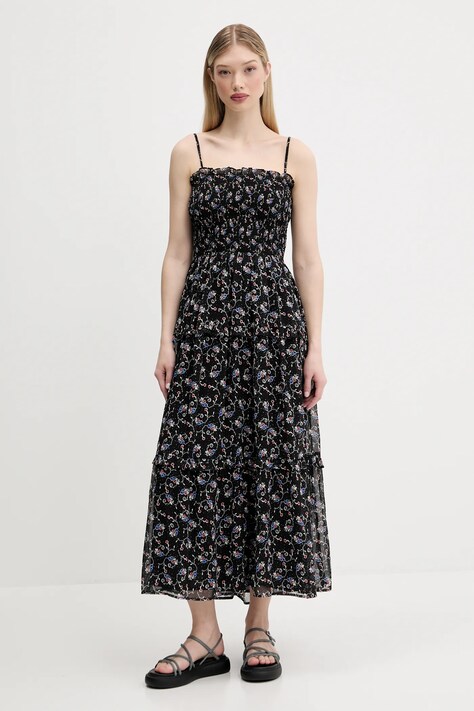 Šaty Tommy Jeans černá barva, maxi, DW0DW20339