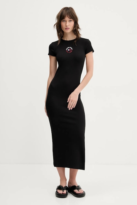 Платье Tommy Jeans цвет чёрный midi облегающее DW0DW20384