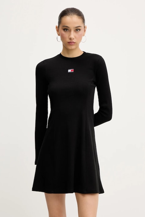 Платье Tommy Jeans цвет чёрный mini расклешённое DW0DW20666