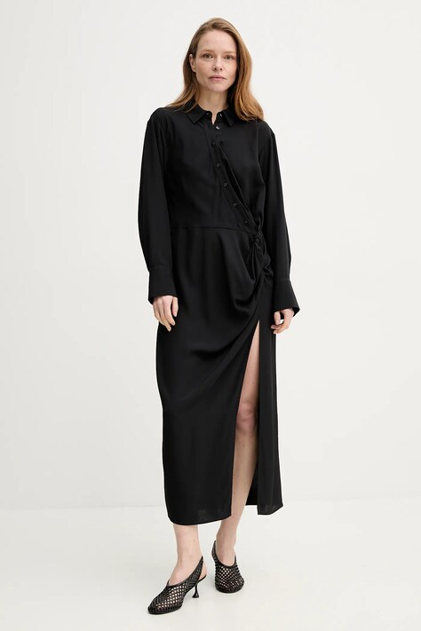 Herskind rochie Holmes culoarea negru, maxi, evazată, 5587201