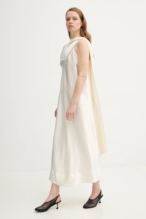 Herskind rochie Leroy culoarea bej, maxi, dreaptă, 5547196