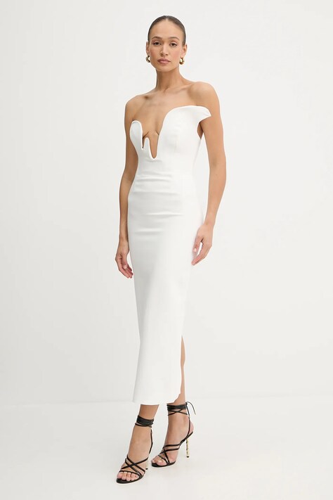 Bardot rochie ROSALYN culoarea negru, maxi, mulată, 59733DB