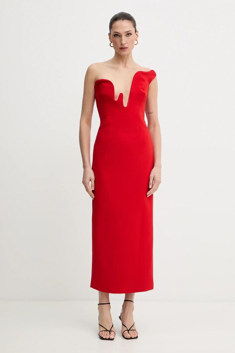 Bardot sukienka ROSALYN kolor czerwony maxi dopasowana 59733DB