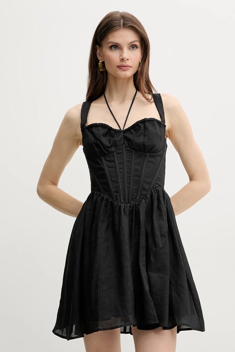 Bardot rochie ESRA culoarea negru, mini, evazată, 59840DB