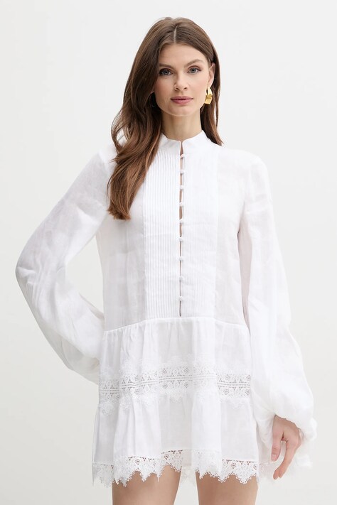 Bardot rochie ANTONIA culoarea alb, mini, dreaptă, 59849DB