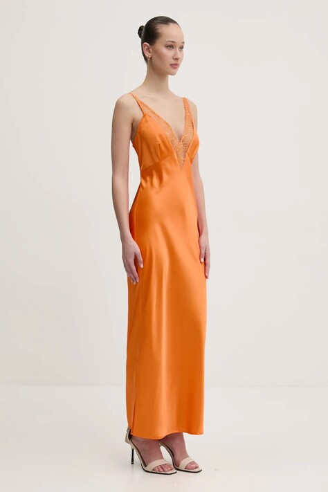 Never Fully Dressed rochie culoarea portocaliu, maxi, mulată, NFDDR1859