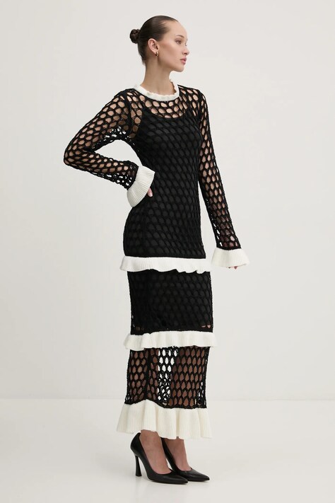 Never Fully Dressed rochie culoarea negru, maxi, mulată, NFDDR1791