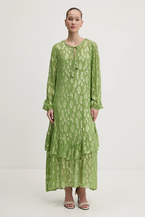 Never Fully Dressed rochie culoarea verde, maxi, evazată, NFDDR1838