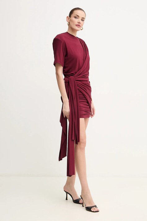 La Mania rochie culoarea bordo, mini, mulată, ANYA
