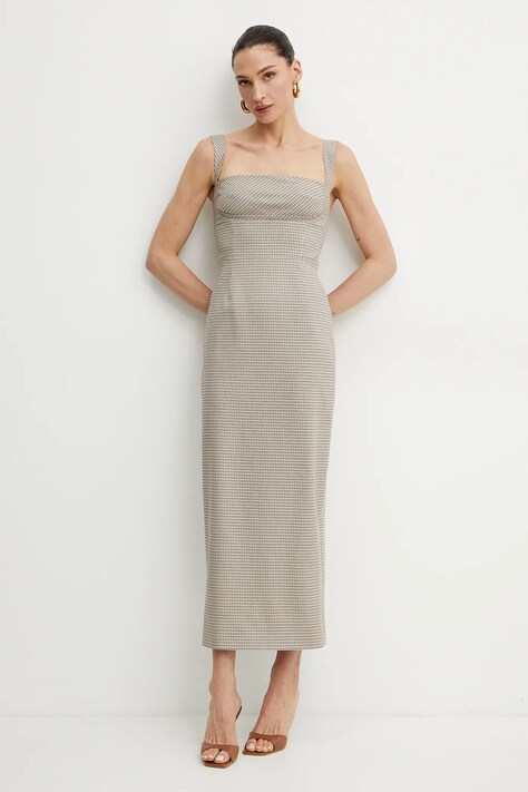 La Mania rochie culoarea bej, maxi, mulată, MARYAM
