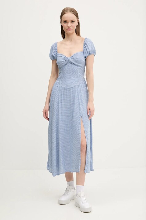 Šaty Hollister Co. modrá barva, midi, KI359-5025