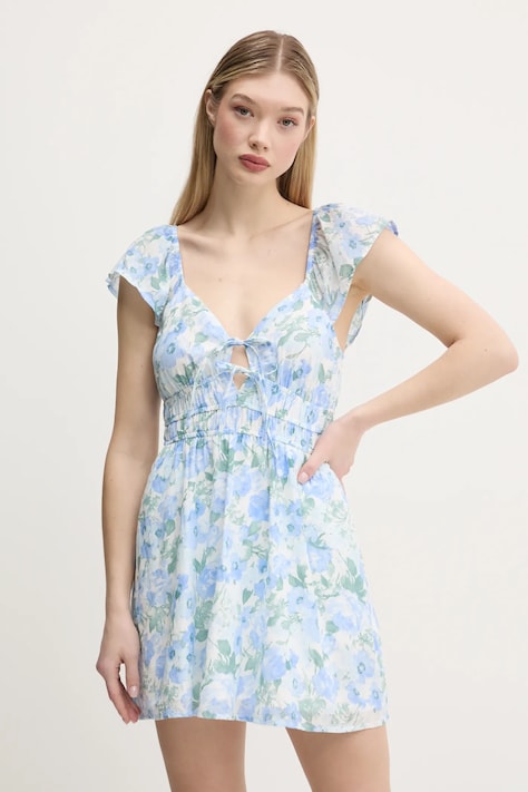 Hollister Co. sukienka bawełniana kolor niebieski mini rozkloszowana KI359-5032